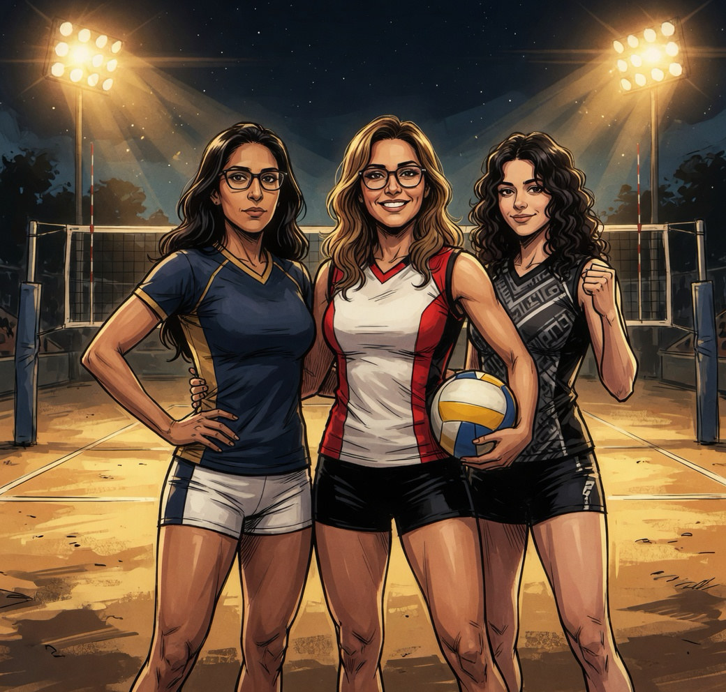 Jugadora de voleibol al atardecer