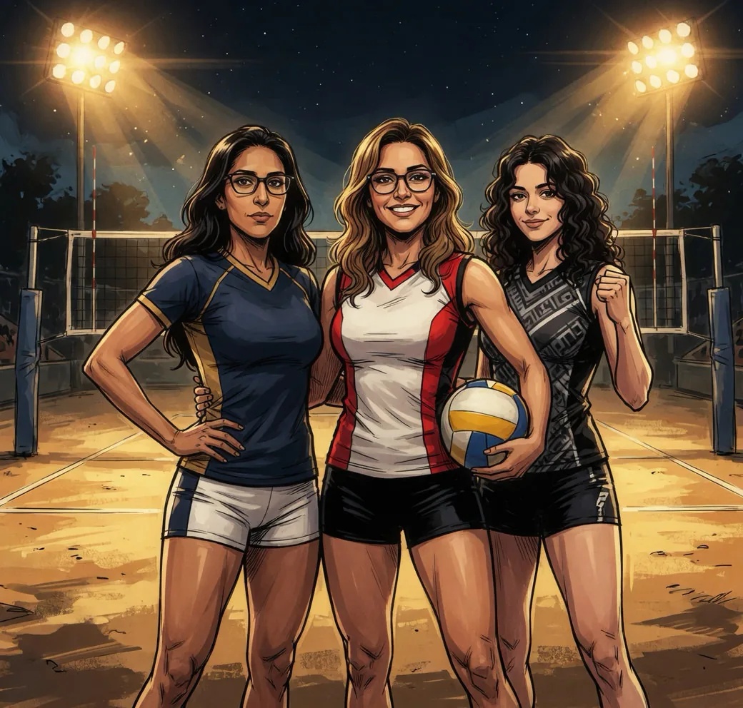 Jugadora de voleibol al atardecer